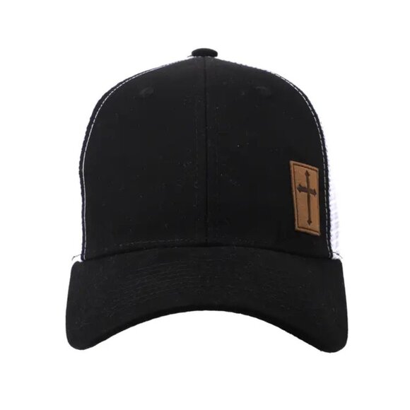 Trucker Hat with Cross Patch - Picture 1 of 3